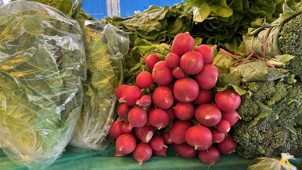 Sebuah Selada Lobak Brokoli Pasar Jalanan Brasil — Stok Foto