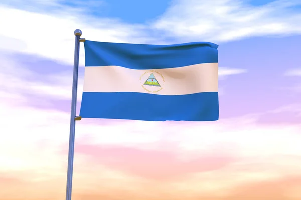 Een Illustratie Van Een Golvende Vlag Van Nicaragua Met Een — Stockfoto