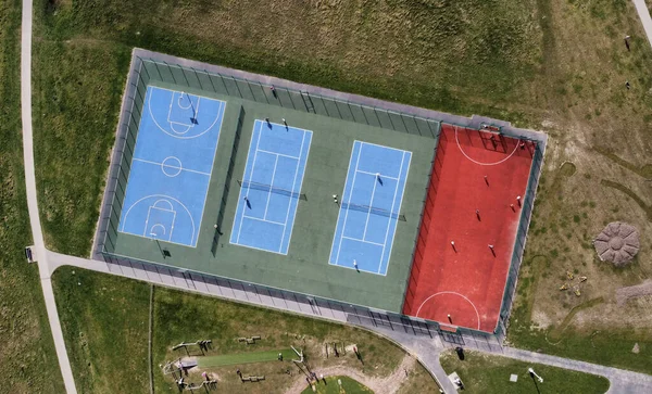 Una Vista Aérea Las Pistas Tenis Baloncesto — Foto de Stock