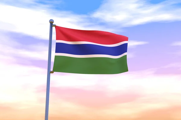 Eine Illustration Einer Schwenkenden Flagge Von Gambia Mit Dem Verchromten — Stockfoto