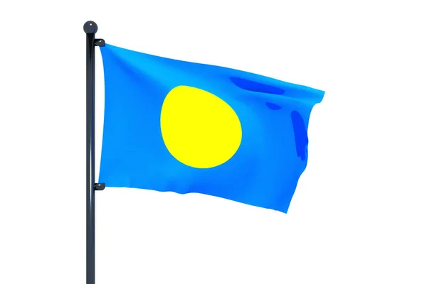 Illustration Flag Palau Chrome Flag Pole Isolated White Background — Stock Photo, Image