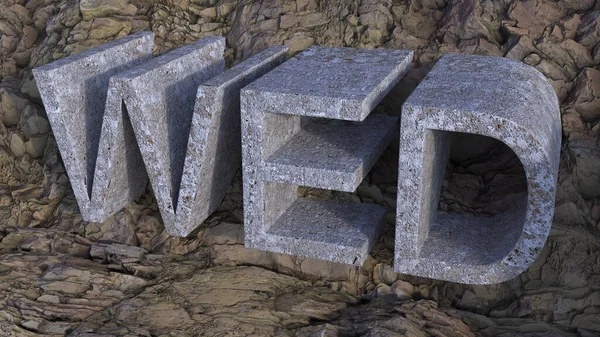 Representación Las Letras Concretas Del Wed Sobre Fondo Rocoso — Foto de Stock