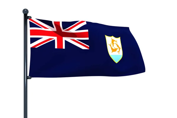 Uma Bandeira Acenando Anguilla Mastro Isolado Fundo Branco — Fotografia de Stock