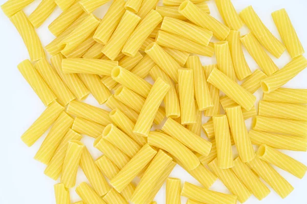 Top View Raw Penne Pasta White Background — Stock Photo, Image
