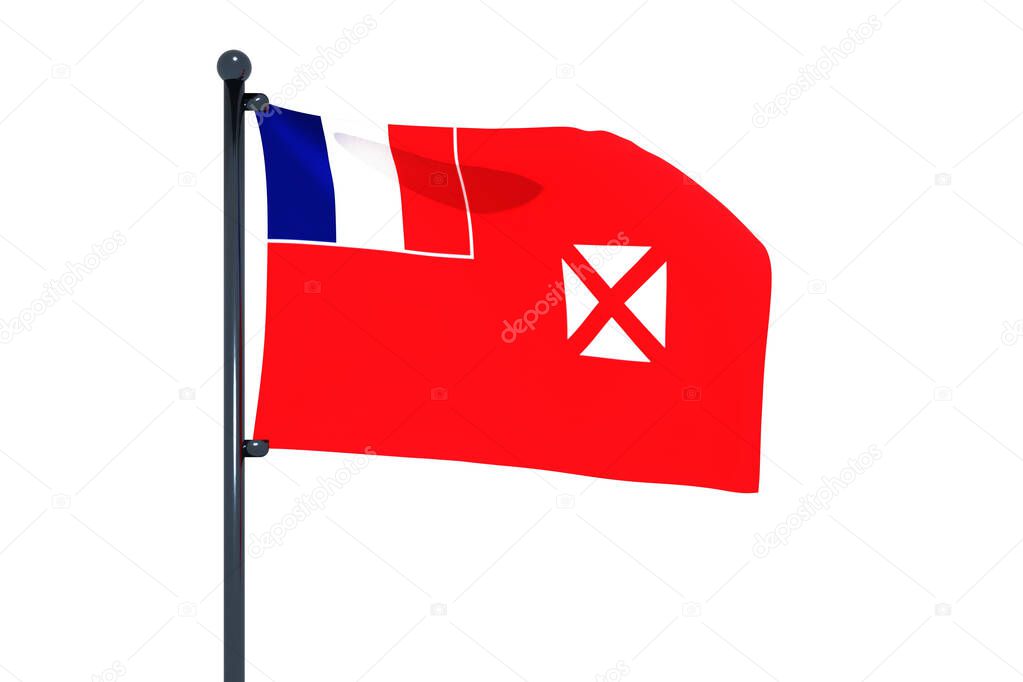 A 3D graphic illustration of Wallis and Futuna flag isolated on a white background