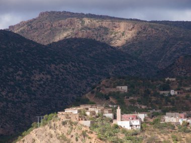 rural village and mountains on a sunny day in Imouzzer Ida Ou Tanane, Agadir, Morocco
