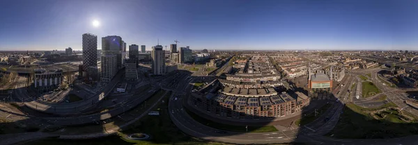 Широкая Антенна 360 Градусов Панорама Центрального Железнодорожного Вокзала Утрехта Финансового — стоковое фото