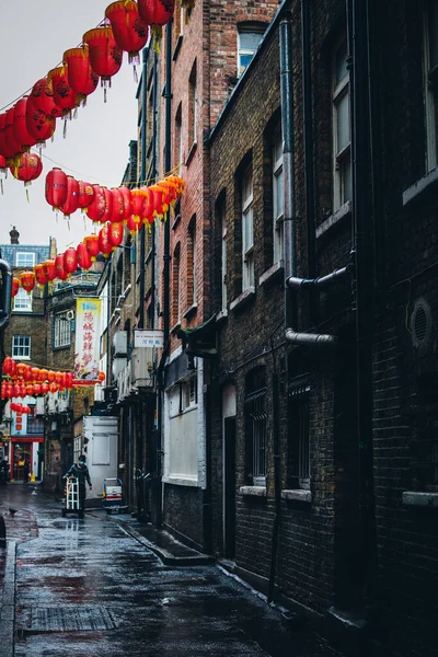 Красивый Снимок Улиц Чайна Таун Казино Бумажными Фонарями Лондоне Англия — стоковое фото