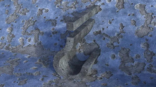 Μια Απεικόνιση Ενός Απομονωμένου Συμβόλου Σκυροδέματος Έναν Κατεστραμμένο Μπλε Τοίχο — Φωτογραφία Αρχείου