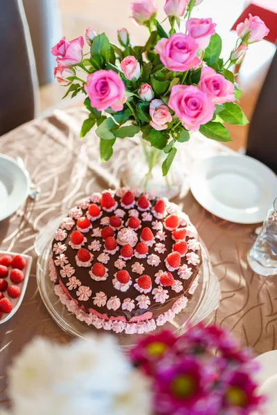 Closeup Delicious Cake Table — Stock Photo, Image