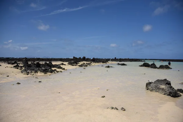 Arka Planda Deniz Olan Kumlu Bir Sahile Yakın Çekim — Stok fotoğraf