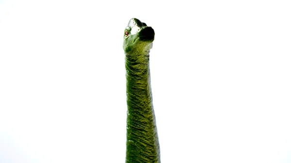 Green Toy Brachiosaurus Isolated White Background — Stock Photo, Image