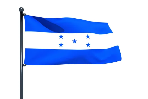 Une Illustration Drapeau Honduras Avec Mât Drapeau Chromé Isolé Avec — Photo