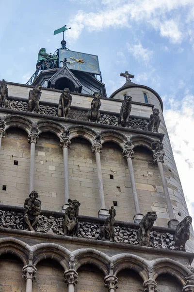 Vue Verticale Des Détails Architecturaux Église Notre Dame Dijon — Photo