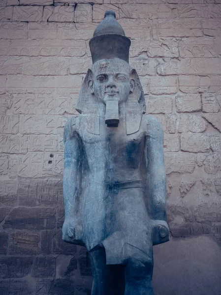 Vertikální Záběr Starověké Faraónovy Sochy Chrámu Karnak Luxor Egypt — Stock fotografie