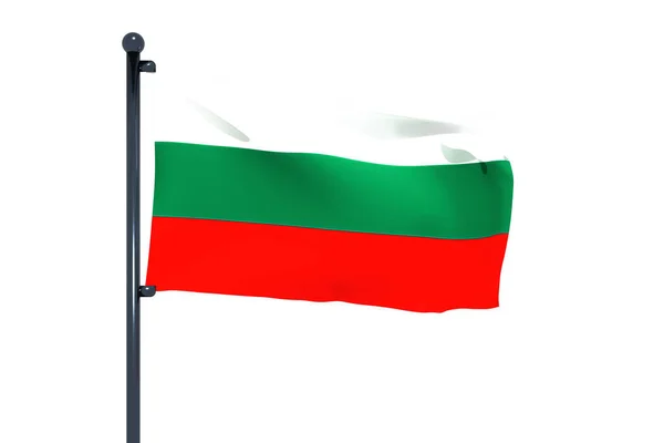 Una Bandera Ondeante Bulgaria Sobre Asta Bandera Aislada Sobre Fondo —  Fotos de Stock