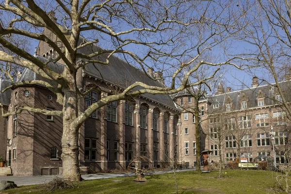 Gartenblick Außenfassadenarchitektur Des Historischen Gebäudes Tropeninstitut Und Museum Amsterdam — Stockfoto