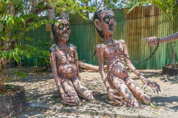 Some sculptures at Heaven and Hell temple or Wat Saen Suk in Chonburi, Thailand