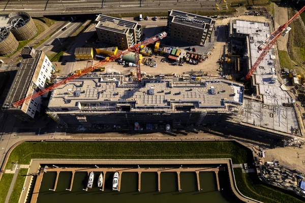 Recreational Port Luxury Apartment Complex Construction Riverbank River Ijssel Next — Stock Photo, Image