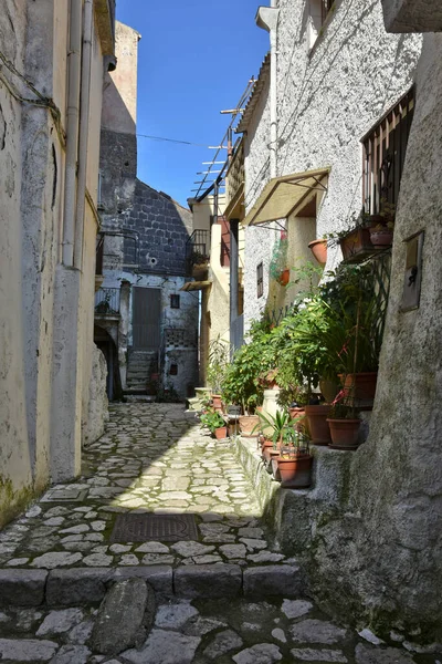 Uma Rua Estreita Entre Casas Antigas Vila Medieval Pietramelara Província — Fotografia de Stock