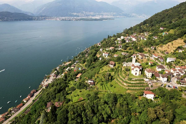 Eine Vogelperspektive Von Sant Abbondio Über Den Lago Maggiore Und — Stockfoto