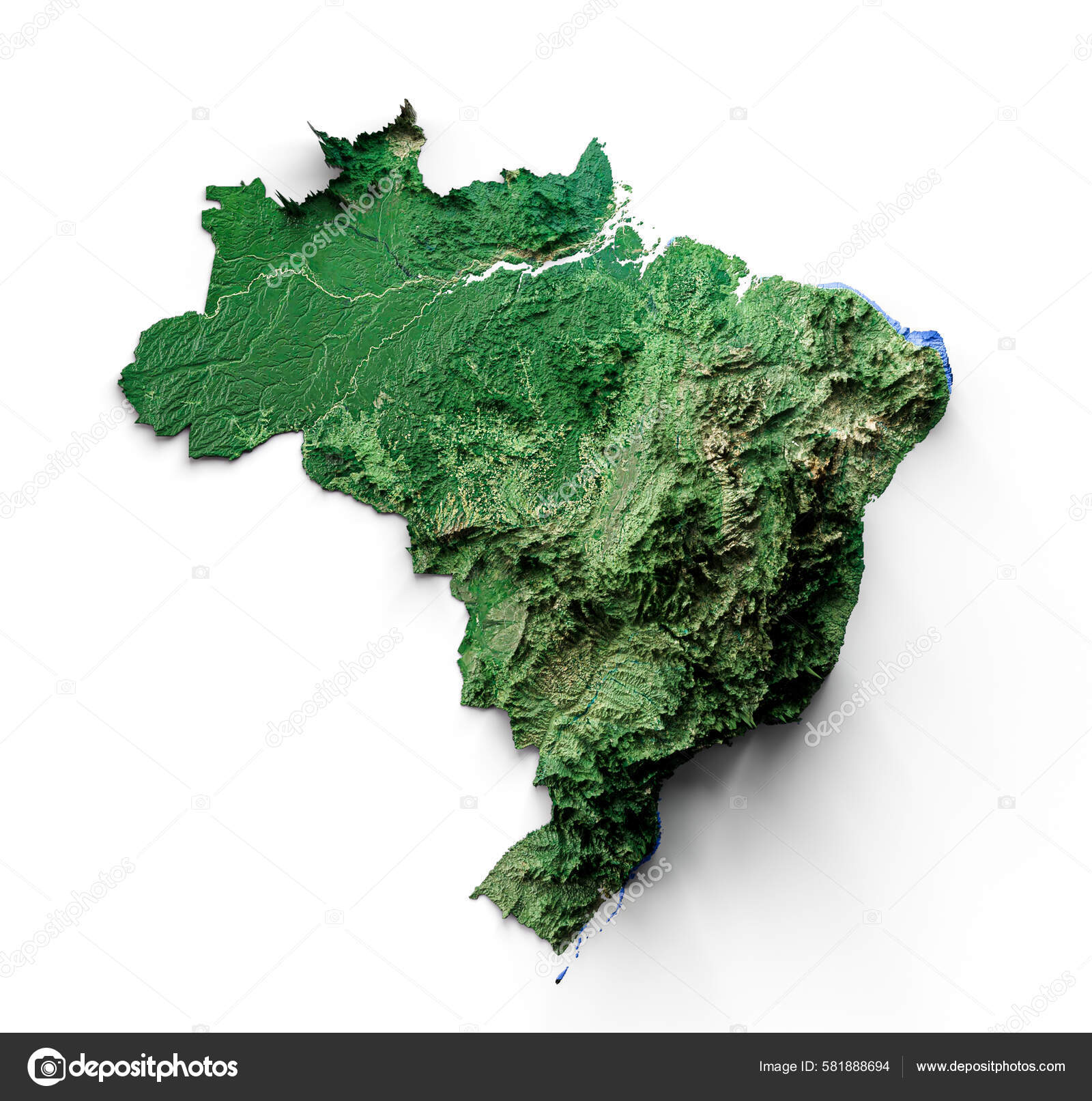 Illustration Brazil Topographic Map White Background Stock Photo by  ©wirestock_creators 581888694