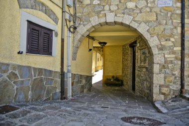 İtalya 'nın Basilicata kentindeki Calvello köyünde bir yaya sokağı.