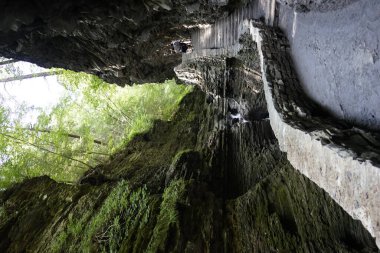 New York 'taki Watkins Glen Eyalet Parkı' ndaki merdivenlerin dikey görüntüsü.