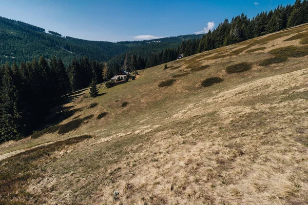 Traditionele Berghutten Van Nationaal Park Krkonose Tsjechië Hoge Bergweide Een — Stockfoto