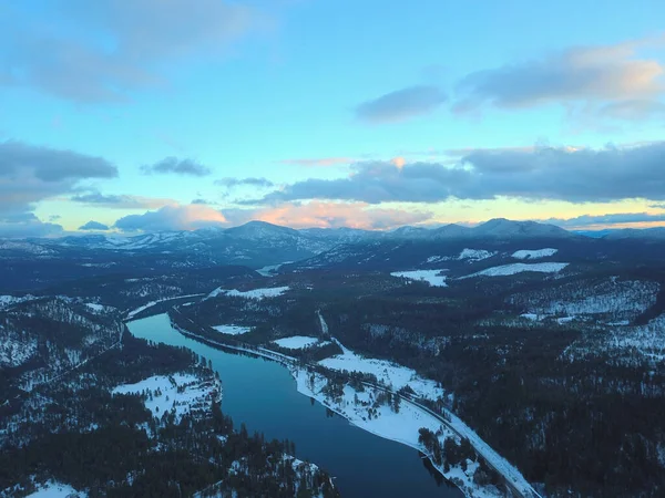 Una Vista Aerea Del Bellissimo Verde All Aperto Durante Inverno — Foto Stock