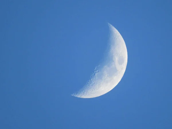 Een Close Van Eerste Kwartmaan Overdag — Stockfoto