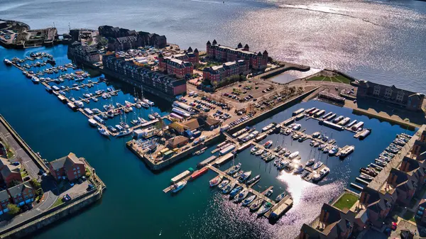 Flygfoto Över Stadshamn Solig Dag — Stockfoto