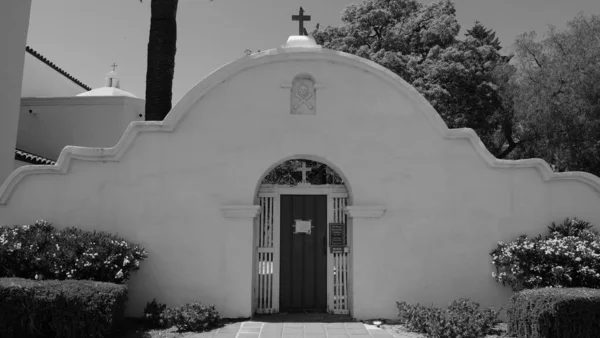 Disparo Escala Grises Entrada Cementerio Misión San Luis Rey California — Foto de Stock