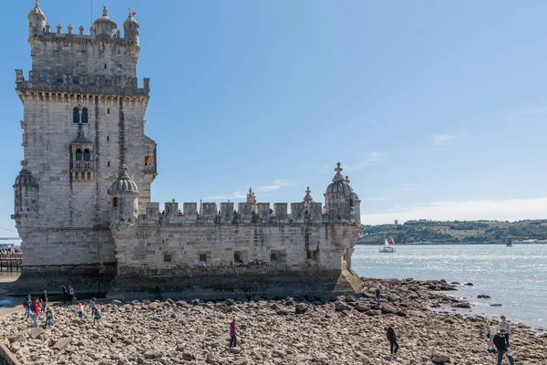 Het Torre Belem Monument Een Unesco Werelderfgoed Verkozen Tot Een — Stockfoto