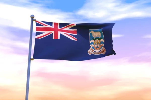 Illustration Falklandsöarnas Flagga Malvinas Med Flaggstång Himlen — Stockfoto