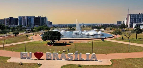 Панорамний Знімок Центру Міста Бразиліа Можна Побачити Телевізійної Вежі Видом — стокове фото