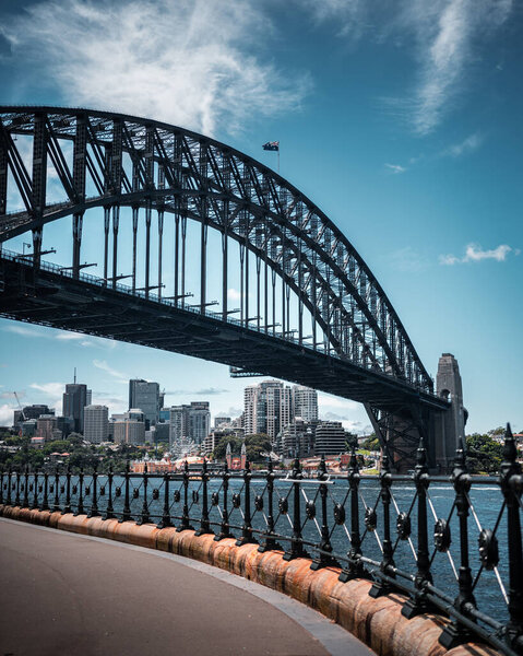 A natural view of the Harbor Bridge in Sydney, Australia