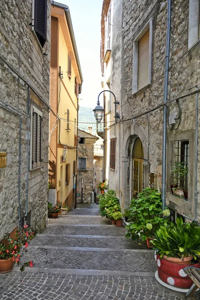 Narrow Stairway Vallecorsa Village Lazio Region Italy Summer — Stock Photo, Image