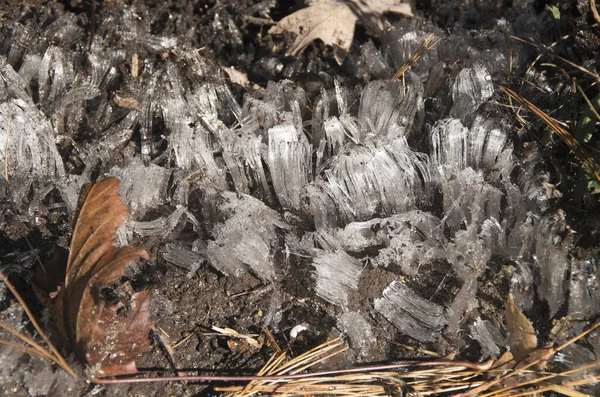 Closeup Ice Crystals Eaves House Deep Creek Lake — Stock Photo, Image