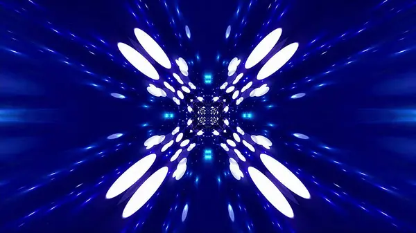 Ein Rendering Futuristischer Abstrakter Kaleidoskopischer Muster Neon Tunnel Mit Strahlen — Stockfoto