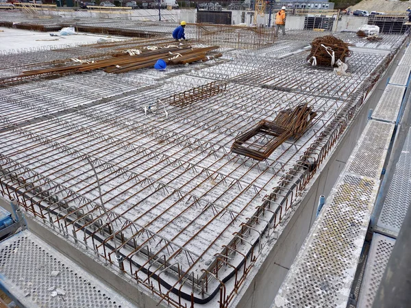 建設現場における鉄筋コンクリート基礎 — ストック写真