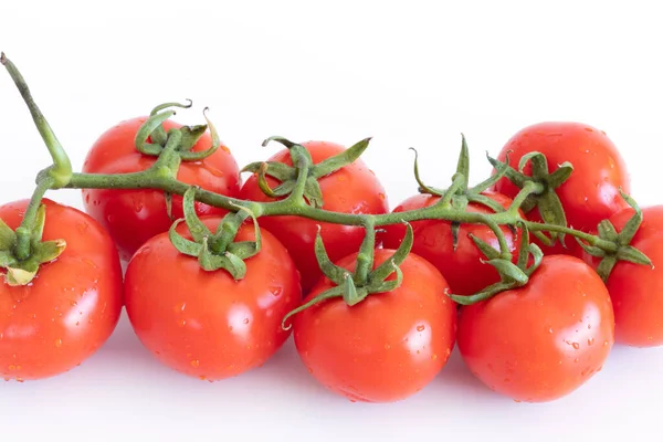 Vegetais Frescos Tomate Cereja Vermelho Isolado Fundo Branco Conceito Comida — Fotografia de Stock