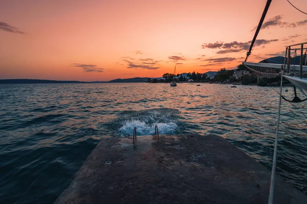 Uma Vista Fascinante Uma Bela Paisagem Marinha Pôr Sol Split — Fotografia de Stock