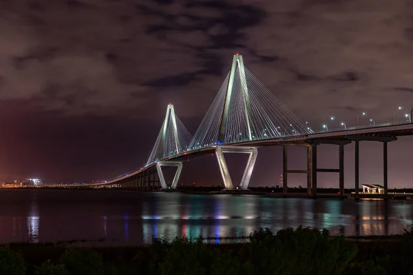 Kväll Syn Arthur Ravenel Bridge South Carolina Usa — Stockfoto