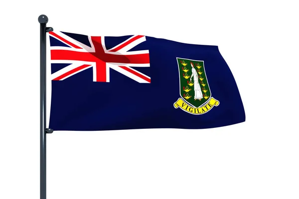 在白色背景上孤立的英属维尔京群岛旗帜的三维图形说明 — 图库照片