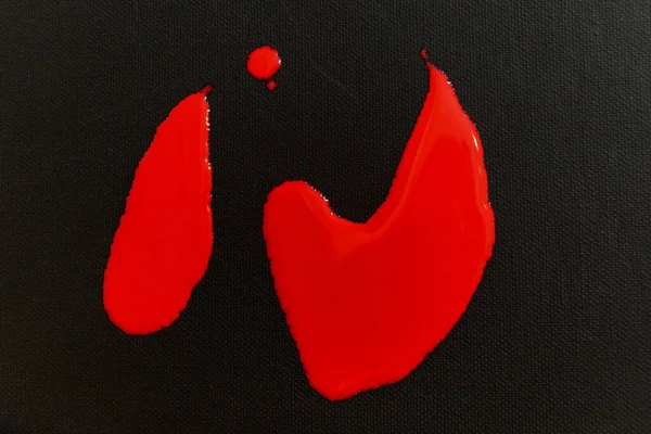Red Paint Drops Black Canvas — Stock Photo, Image
