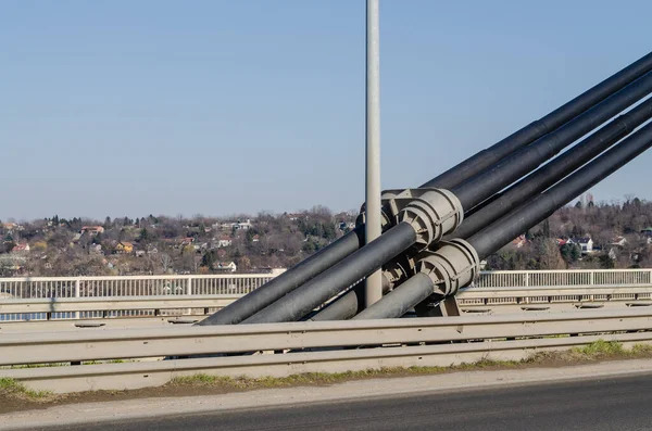 Cables Liberty Bridge River Danube City Novi Sad Serbia — Stock Photo, Image