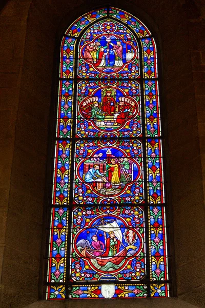 Vertikalt Skudd Glassmaleri Kirken Notre Dame Dijon Frankrike – stockfoto