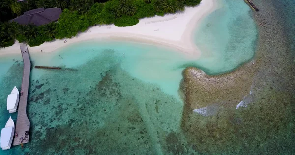 Aerial Shot Port Parked Yachts Tropical Island Coastline — Stock Photo, Image