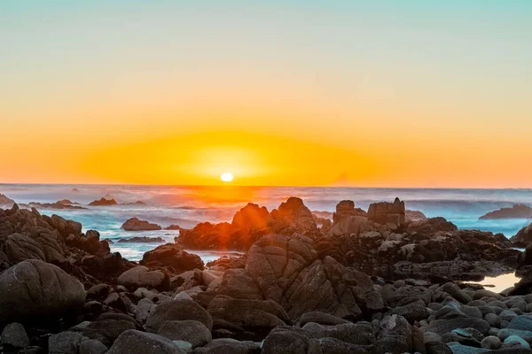 Una Vista Panorámica Del Sol Horizonte Sobre Océano — Foto de Stock